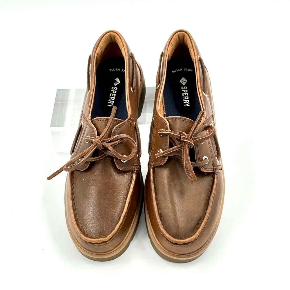 Sperry Size 8 Brown Leather Lug Sole Boat Shoe NEW Wellsboat Women $95 - Picture 6 of 13